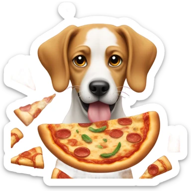 Dog in had eat pizza sticker
