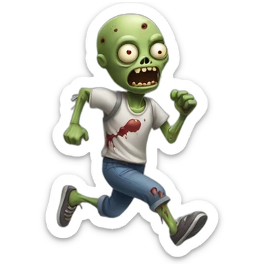 Small cartoon zombie running sticker