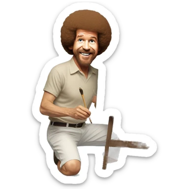 Bob Ross painting Richard Simmons  sticker