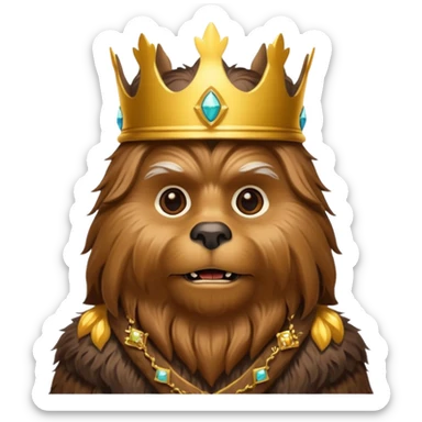 a wookiee wearing a crown sticker