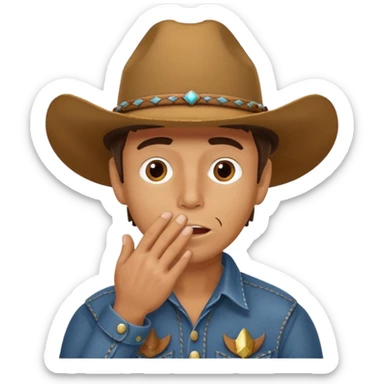 cowboy making oops expression covering mouth sticker