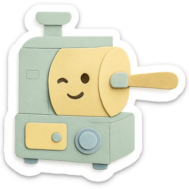 small home coffee roaster machine winking, soft pastel colors sticker