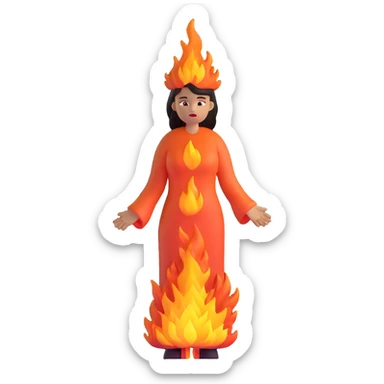fire woman standing sticker