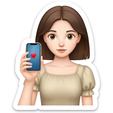 pale brunette girl in her iphone 15 pro sticker