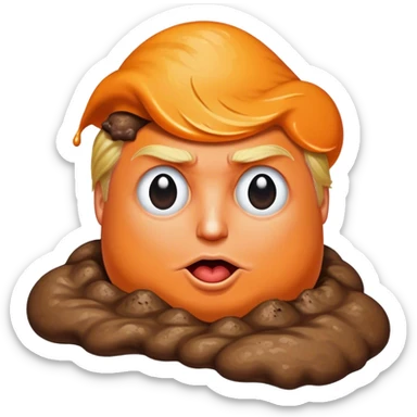 Donald Trump orange face super imposed on brown piece of poop sticker