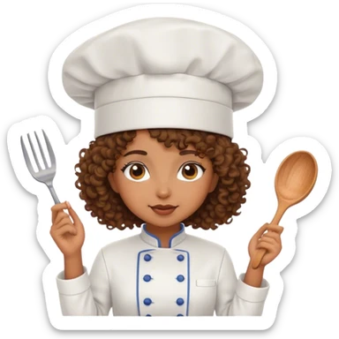 Brown girl chef with curly hair sticker