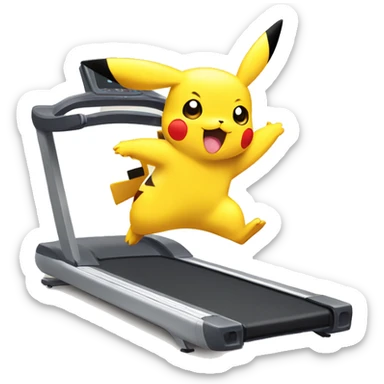 pikachu on treadmill  sticker