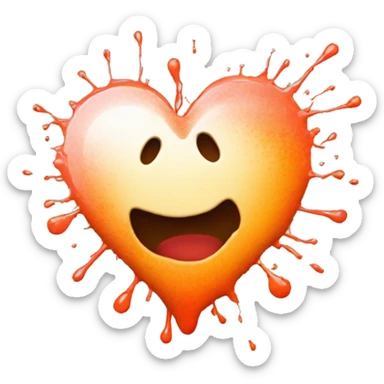 splattered paint heart glowing red-orange warmth sticker