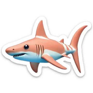 coral colored hammerhead shark with blue zebra stripes  sticker