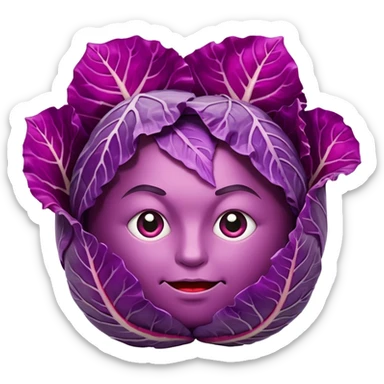 Red cabbage shreds without bowl with big cabbage head in the background sticker