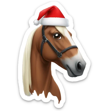 Horse with Santa hat sticker