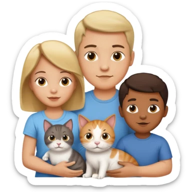 Un bebé Un niño de 10 años y papá y mamá tambien un gato y un perro todos son parte de la familia sticker