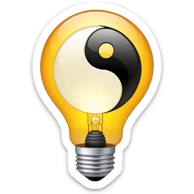 lightbulb with yin-yang inside, representing balanced thinking sticker
