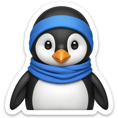 penguin with blue scarf and balaclava  sticker