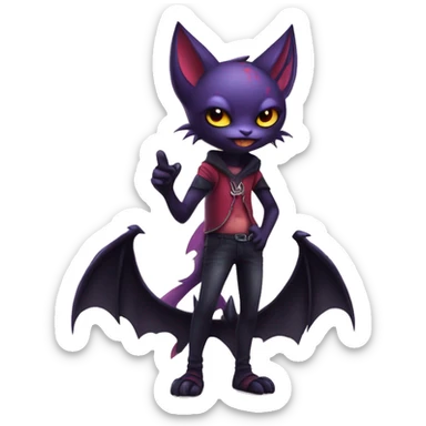  Anthro Kawaii Edgy Cool Vampiric Demonic Beautiful Noibat-Litten with big Bat Ears full body sticker
