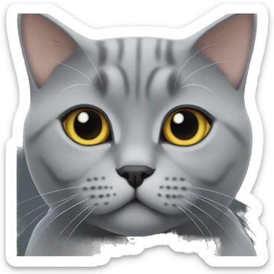 A grey british shorthair cat named Pisaa sticker