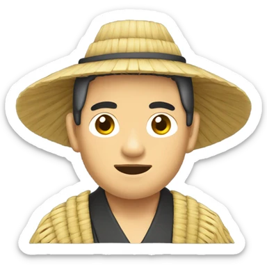 Asian man with straw samurai hat and robe  sticker