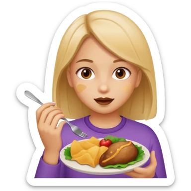 Girl eating food sticker