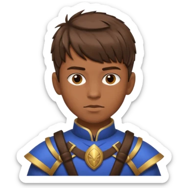 create a fringe haircut boy with a brown hair with hair little up more looking like warrior haircut sticker