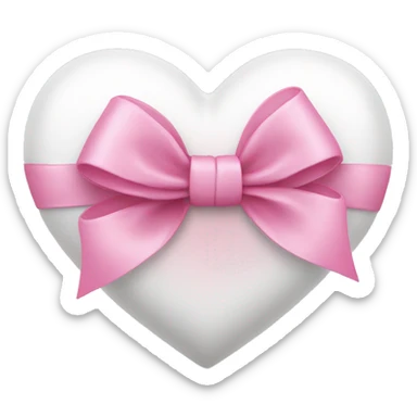 white heart with pink bow sticker