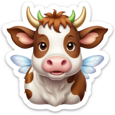 cute cow with fairy wings sticker