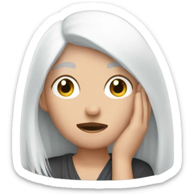 White hair face palm woman sticker