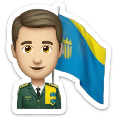 Zelensky with Ukraine flag sticker