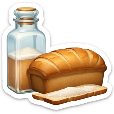 a one victorian bottle of salt and a loaf of bread sticker