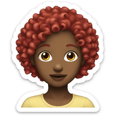 Girl white cherry red curly hair  sticker