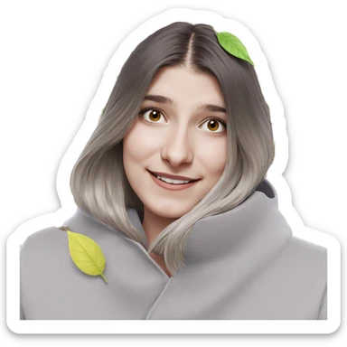 smiling girl with leaf portrait sticker