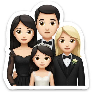 Familia : Novio pelo oscuro, Novia pelo oscuro, hija mayor pelo mono , hija menor pelo oscuro. sticker
