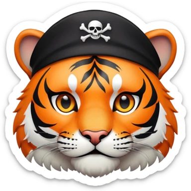 pirate tiger face with eye patch and captain hat for Twitch emote sticker