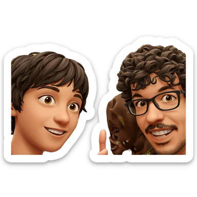 smiling girl with boy outdoors sticker