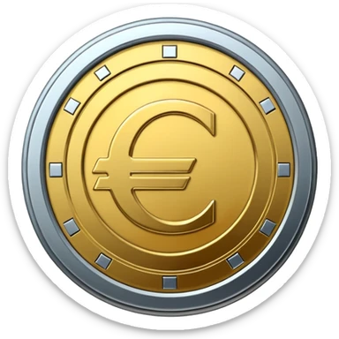 Euro coin digitalization with futuristic and shiny glossy circuit style sticker