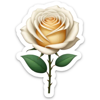 single Bi-Colored Tea White Rose Rose, straight stem sticker