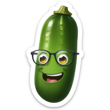 A pickle wearing glasses sticker