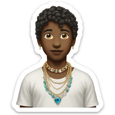 realistic portrait of boy wearing jewelry sticker