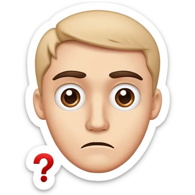 puzzled face with raised eyebrow and question mark sticker