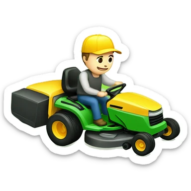 normal man cutting grass with lan mower sticker