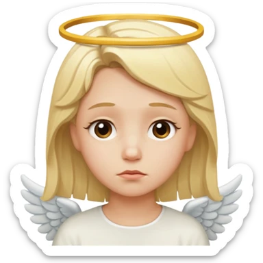 Make an angel 😇 emoji that is a bit sad like bored sticker