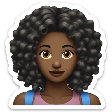  black girl with a black jackson on with bra with short curly silk press and blue braces sticker