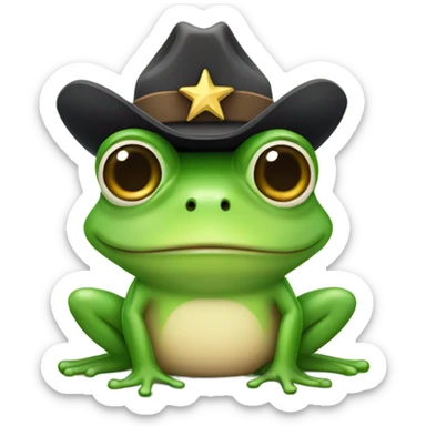 Cute frog with a sheriff badge and hat  sticker