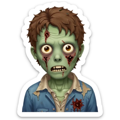 Zombie with lil bit curly medium brown hair  sticker