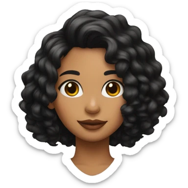 Chica con cabello rizado color negro, piel morena   sticker