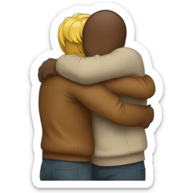 two guys hugging sticker