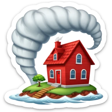 Tornado in storm with red home sticker