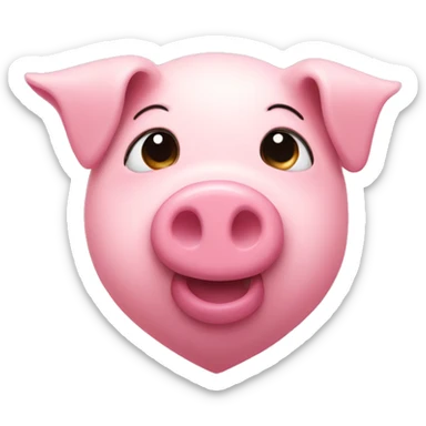 A pink heart with a pig's face sticker