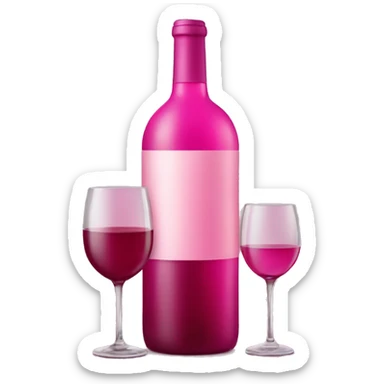 Pink wine bottle and small wine glass sticker