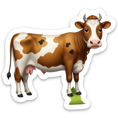 cow eating grass sticker
