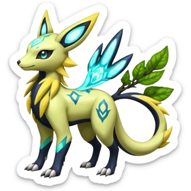  Exotic Ivy Meloetta-Zygarde-Zeraora-Renamon-Protogen-Palkia-hybrid-fusion-Fakémon-creature, full body sticker